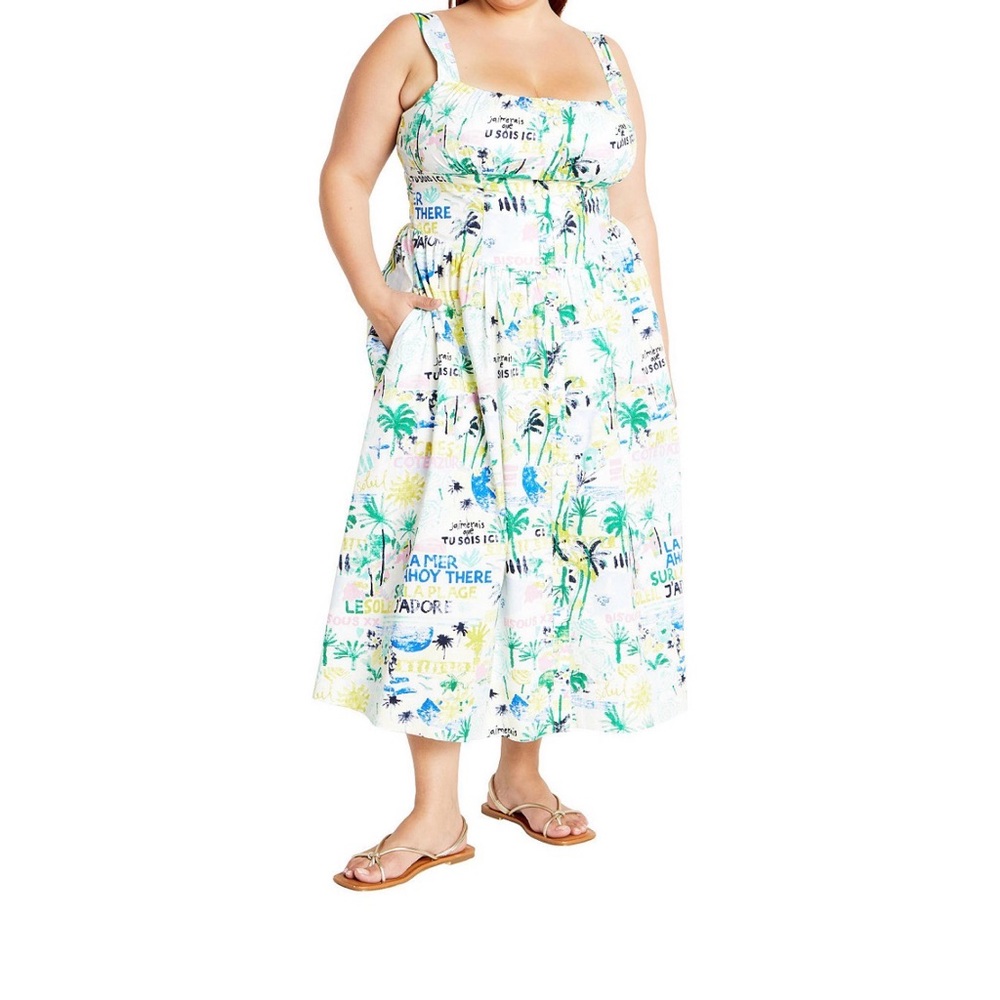 City Chic Multicolor Printed Midi Dress